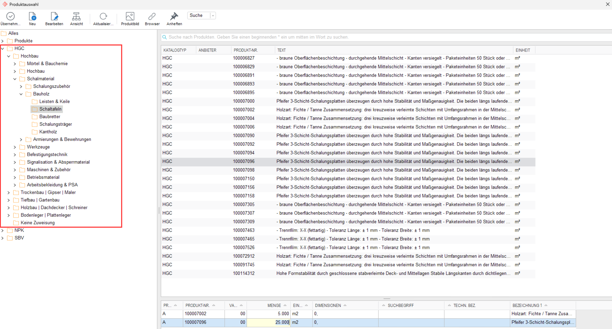 240412 Produktauswahl AXbau - Integrierung des HGC Produktkatalogs  JMI