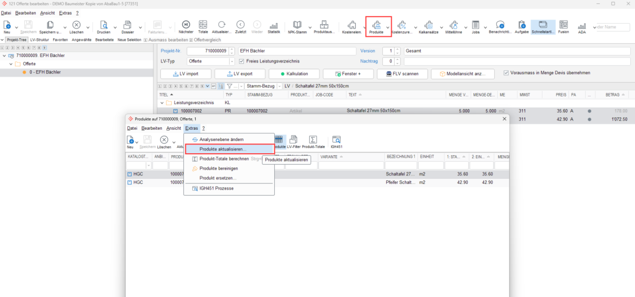 240412 Produkte aktualisieren AXbau - Integrierung des HGC Produktkatalogs JMI